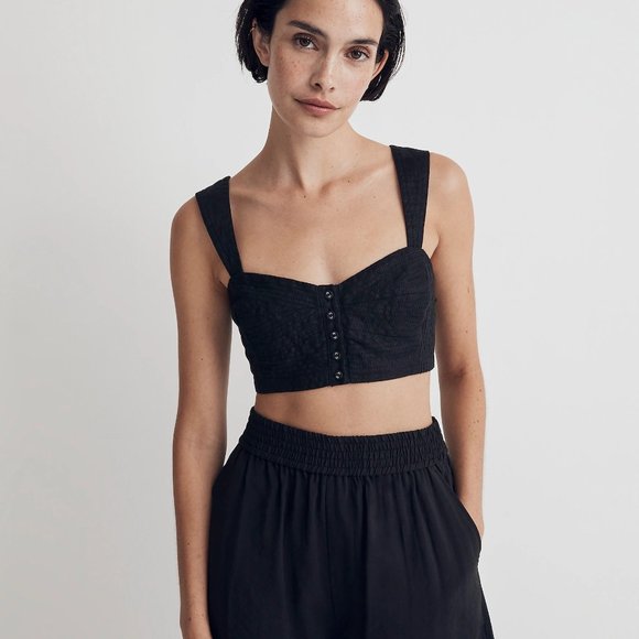 [NWT] Madewell Linen Bralette in Black - Picture 1 of 6